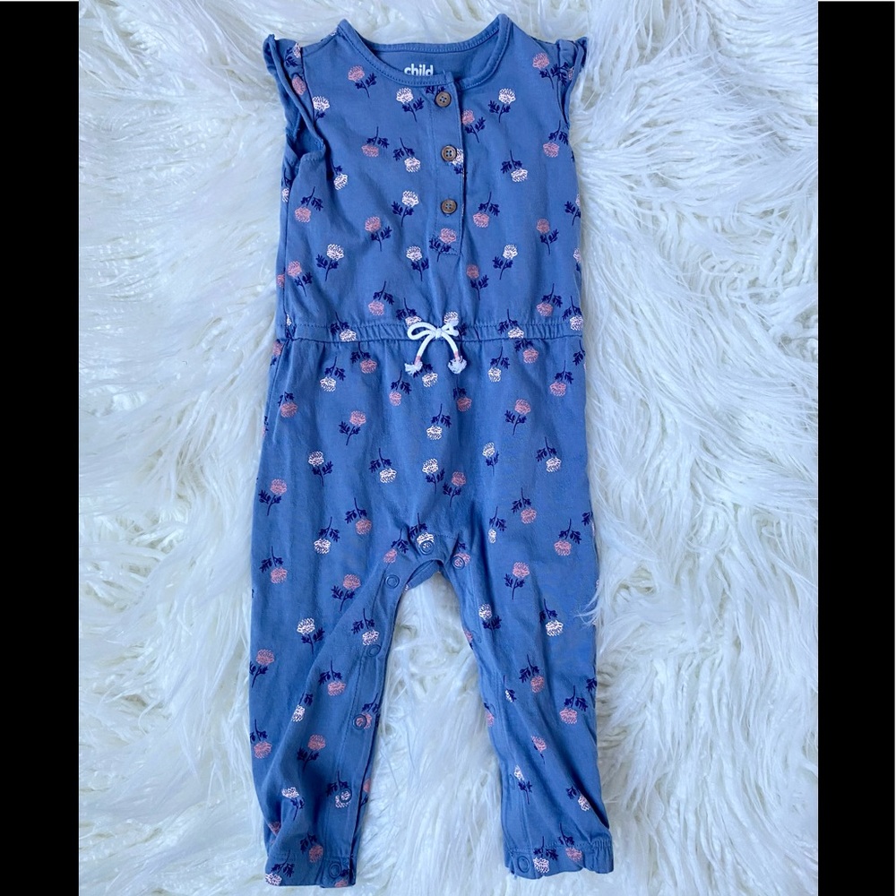 Carter’s Toddler Girls Blue Floral Jumper Romper Size 12months